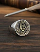 Anillo Hombre Símbolo Masón Masonería De Acero Color Plata - Miniatura 9