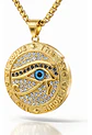 Collar Hombre Dije Piedras Ojo De Horus Color Oro De Acero - Miniatura 1