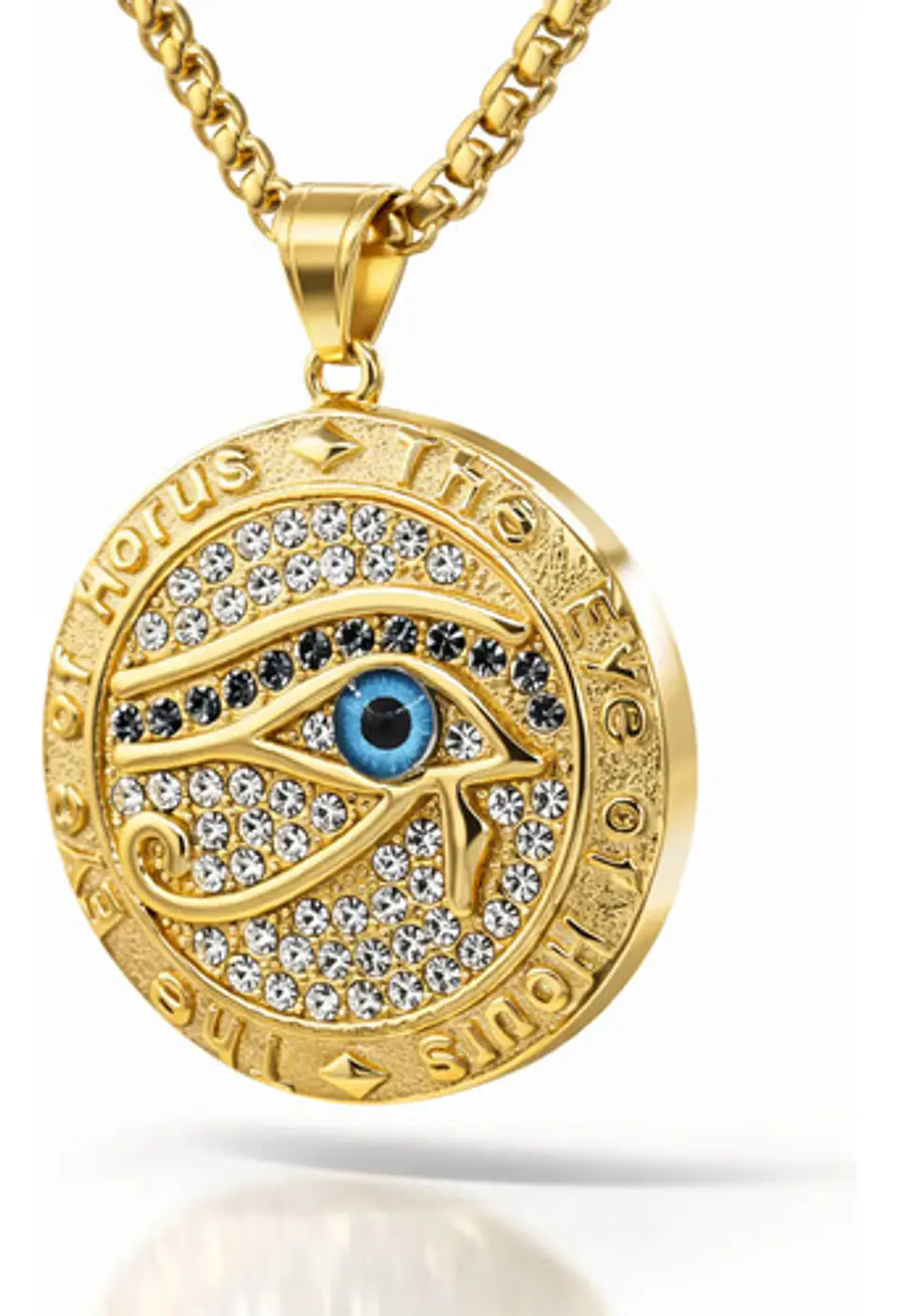 Collar Hombre Dije Piedras Ojo De Horus Color Oro De Acero 1