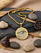 Collar Hombre Dije Piedras Ojo De Horus Color Oro De Acero - Miniatura 5