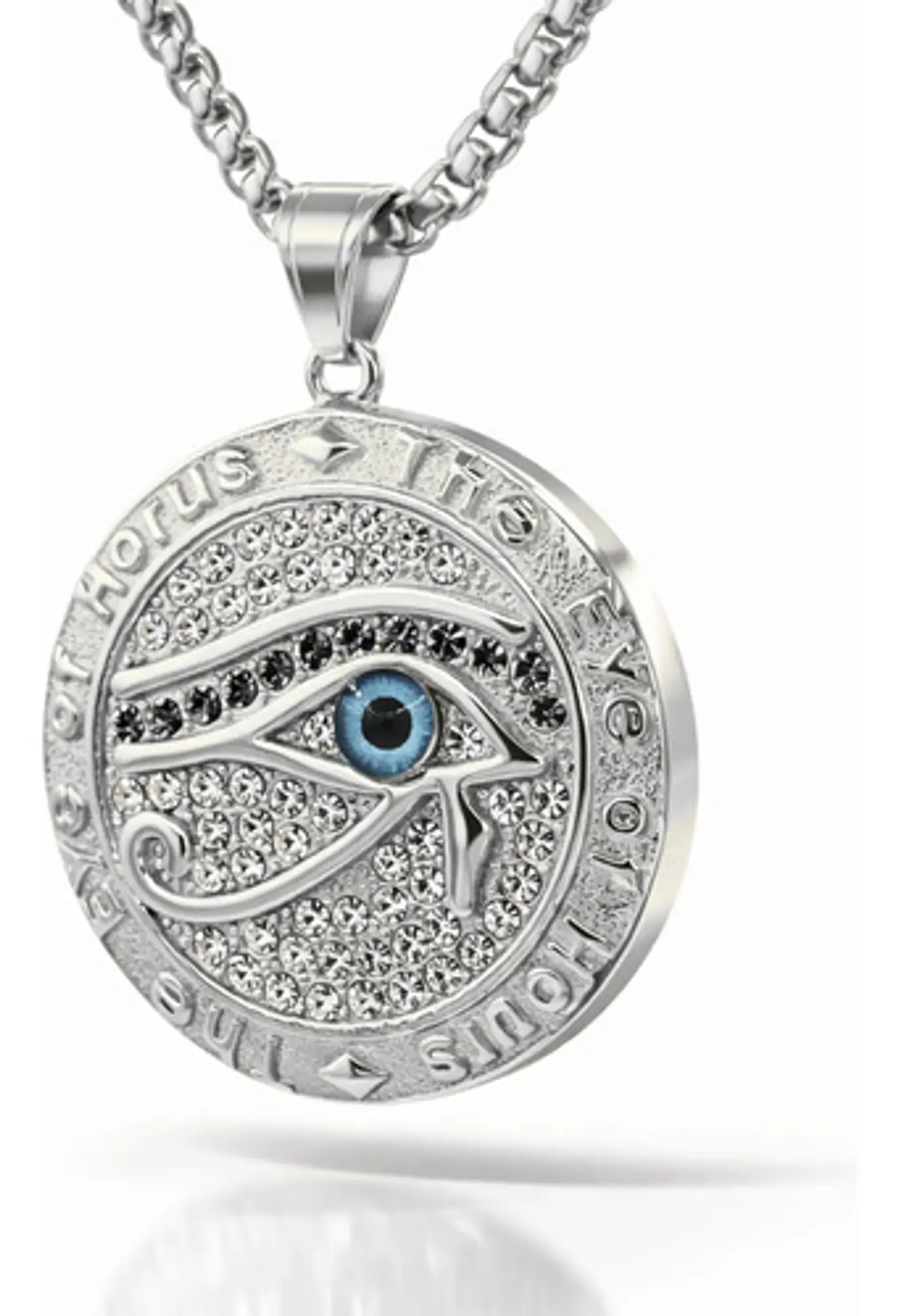Collar Hombre Dije Piedras Ojo De Horus Color Oro De Acero 11