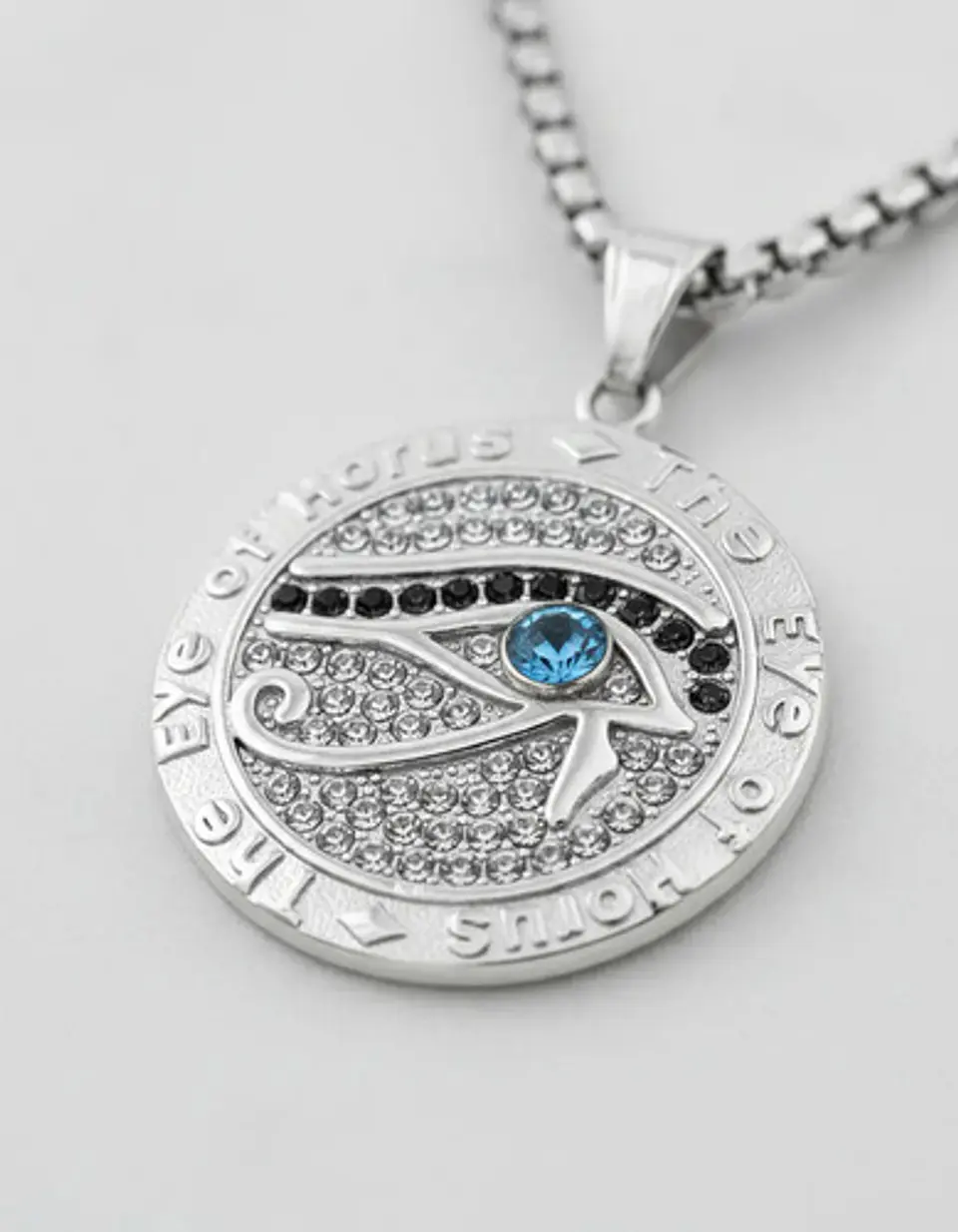 Collar Hombre Dije Piedras Ojo De Horus Color Oro De Acero 12