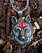 Collar Vikingo En Acero Cadena Para Hombre Dije Lobo Con Ojo - Miniatura 4