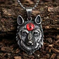 Collar Vikingo En Acero Cadena Para Hombre Dije Lobo Con Ojo - Miniatura 8