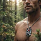 Collar Vikingo En Acero Cadena Para Hombre Dije Lobo Con Ojo - Miniatura 11