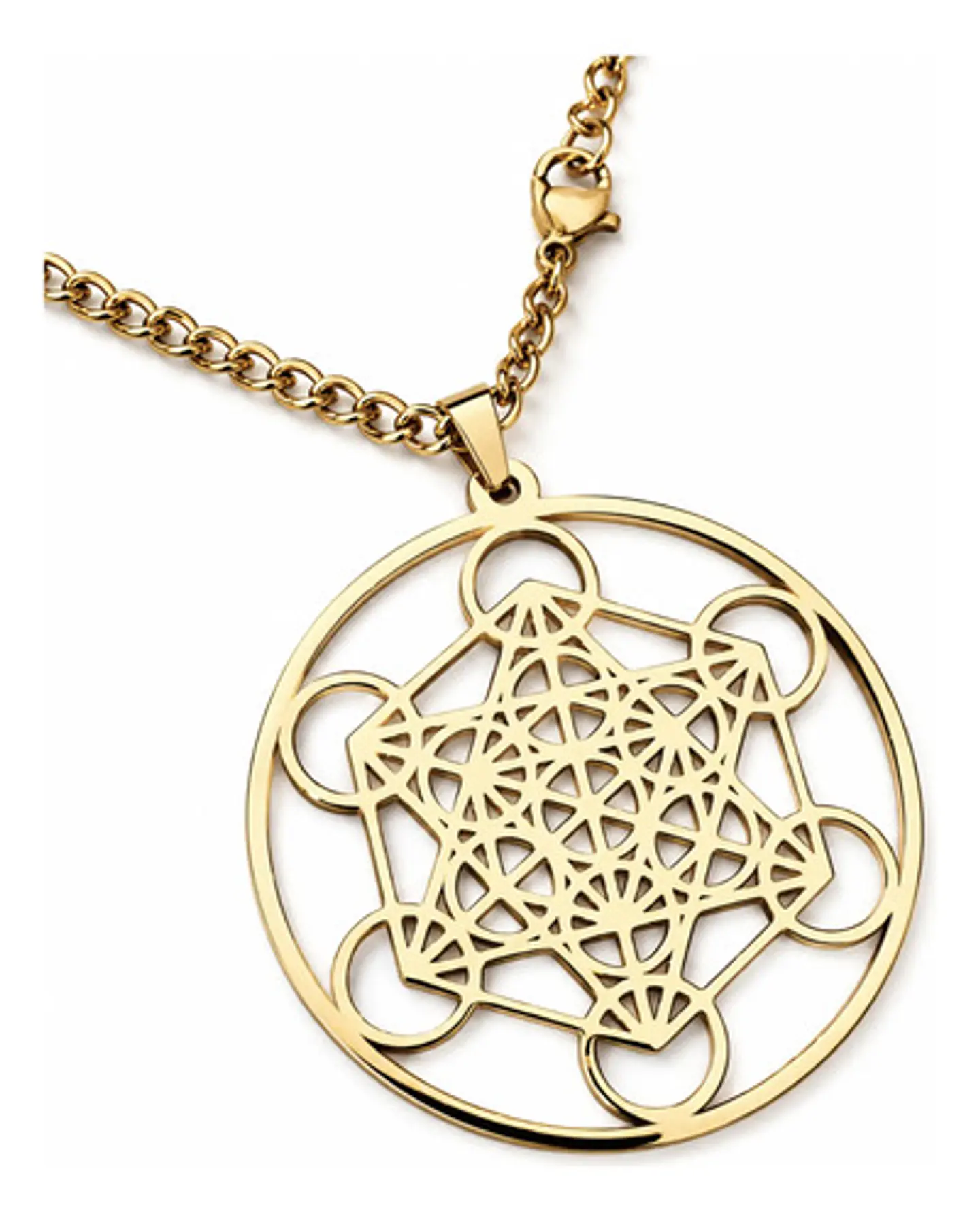 Collar De Acero Para Hombre Mujer Dije Cubo Metatrón Sagrado 1