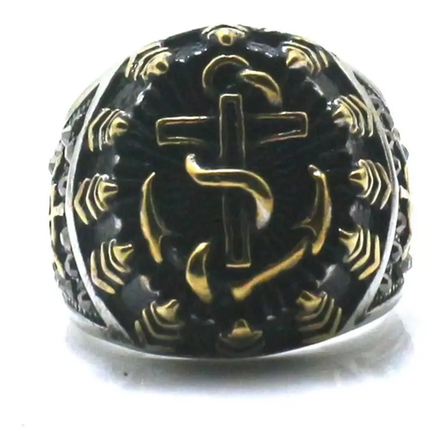 Anillo Militar Ancla Marina Plateado Acero Inoxidable Hombre 3