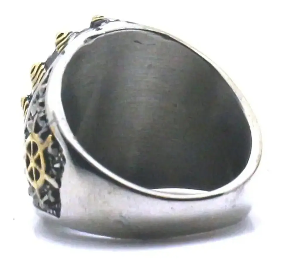 Anillo Militar Ancla Marina Plateado Acero Inoxidable Hombre 4