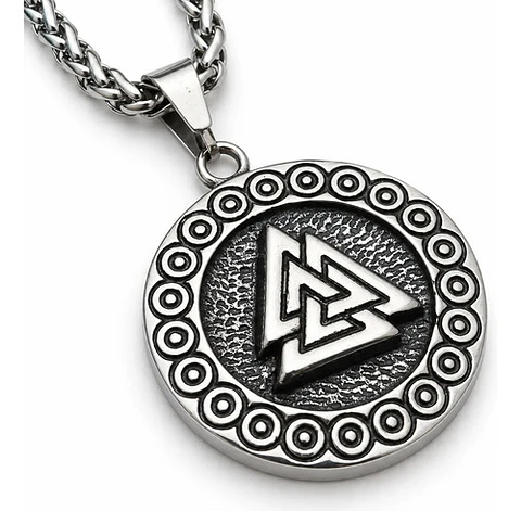 Collar Vikingo En Acero Para Hombres Dije Valknut  Amuleto