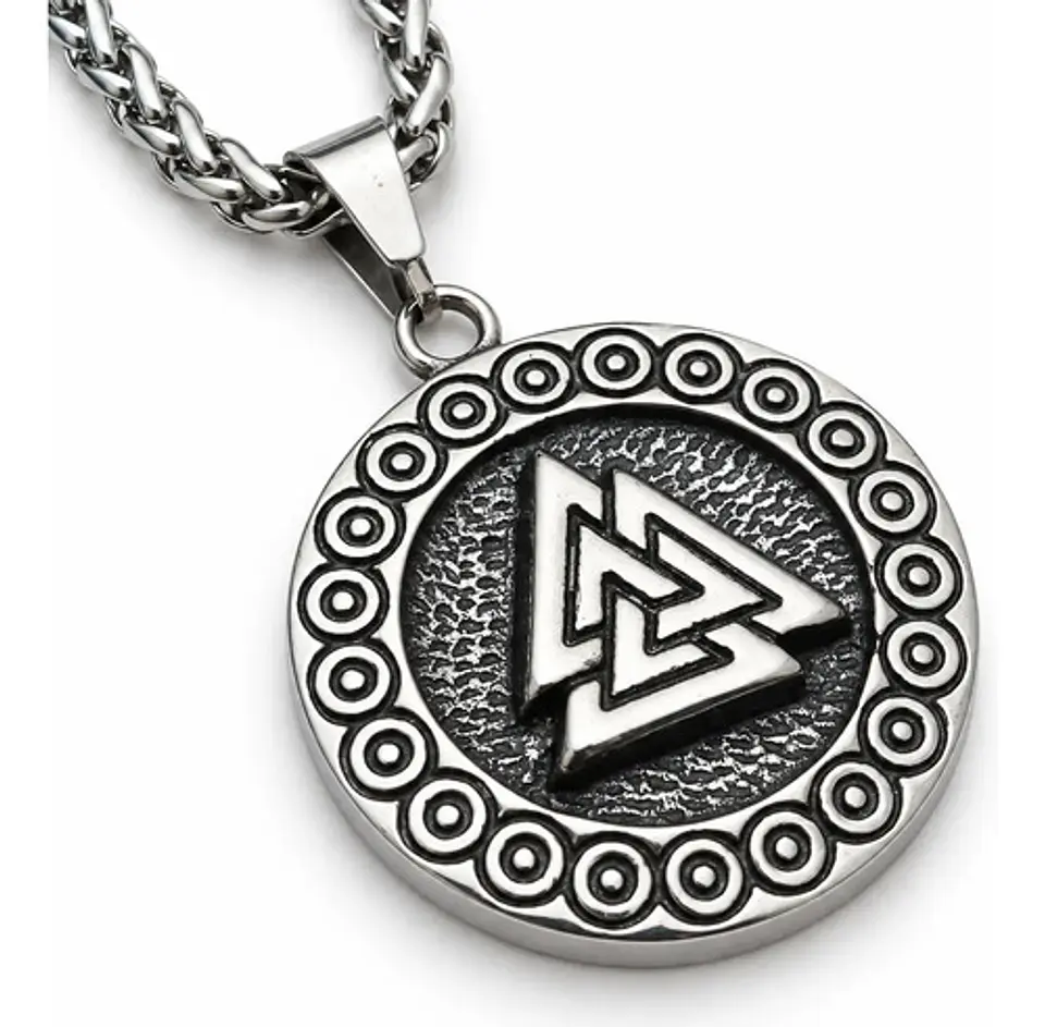Collar Vikingo En Acero Para Hombres Dije Valknut  Amuleto 1