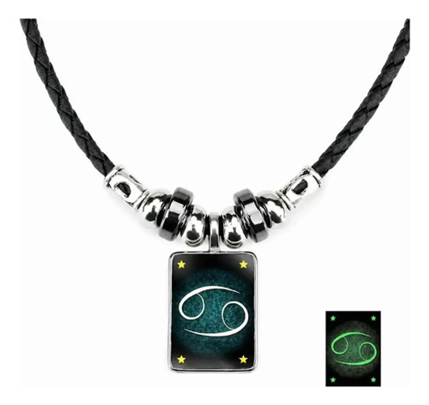 Collar Cuero Signos Zodiacales Brilla En La Oscuridad Hombre 11