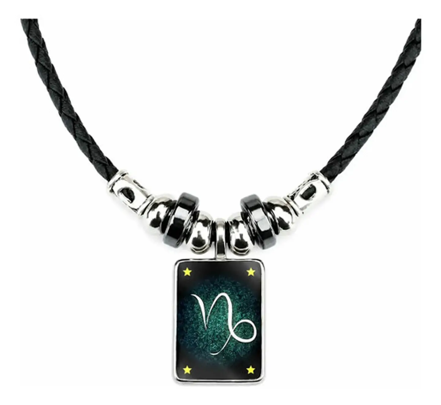 Collar Cuero Signos Zodiacales Brilla En La Oscuridad Hombre 17