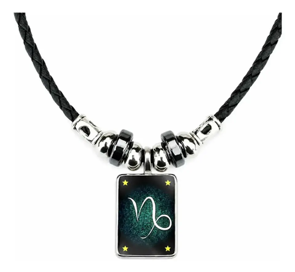Collar Cuero Signos Zodiacales Brilla En La Oscuridad Hombre 17