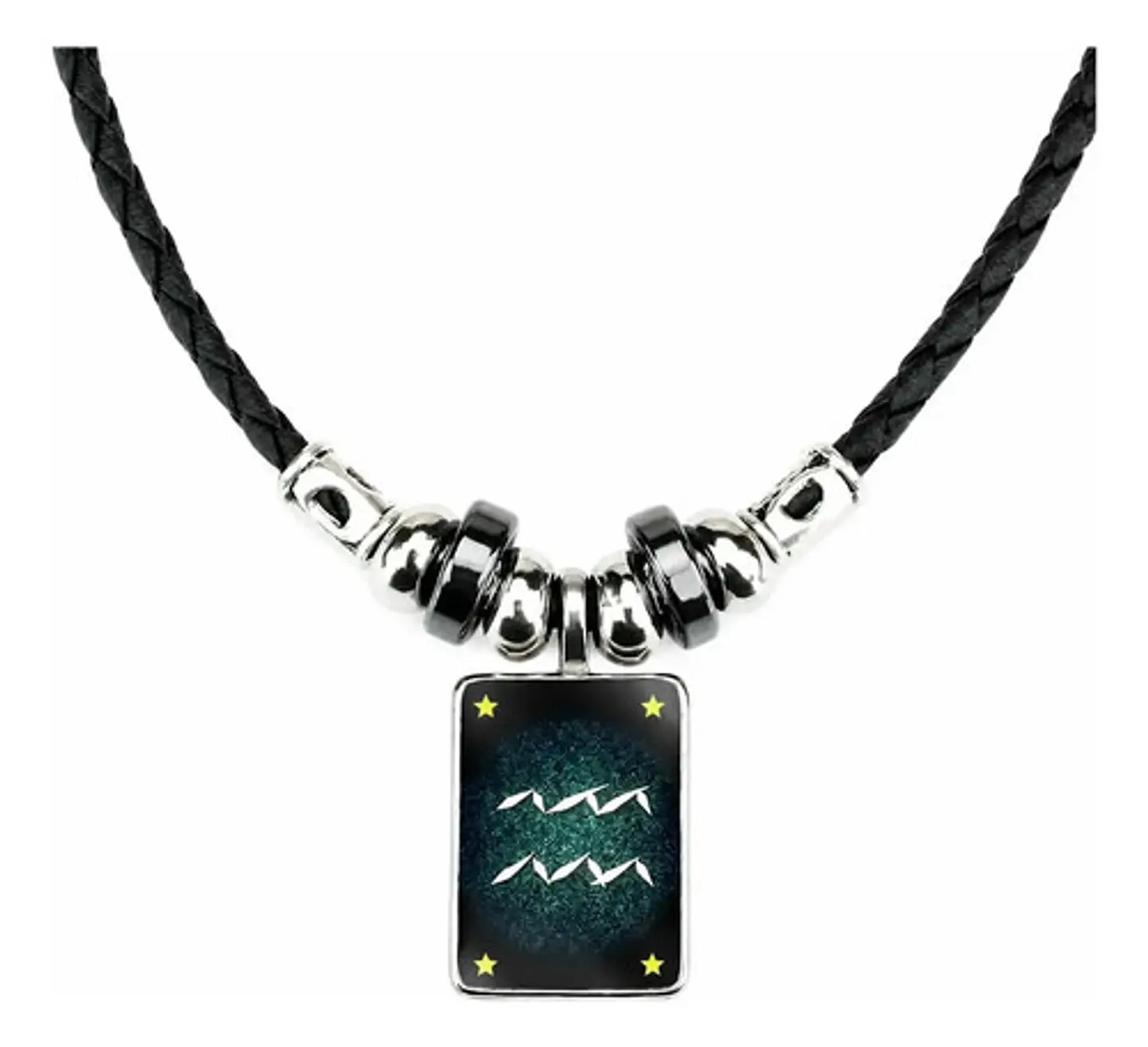 Collar Cuero Signos Zodiacales Brilla En La Oscuridad Hombre 18