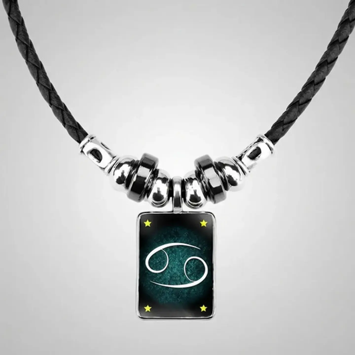 Collar Cuero Signos Zodiacales Brilla En La Oscuridad Hombre 21
