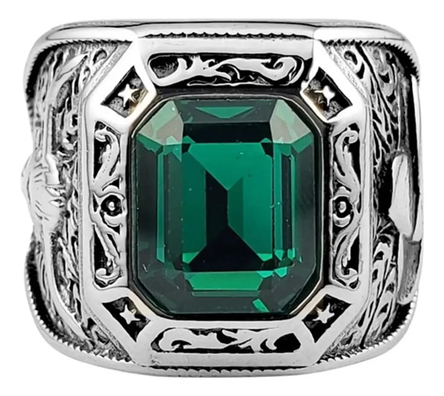 Anillo Ganadero Piedra Color Plata Acero Inoxidable Hombre 2