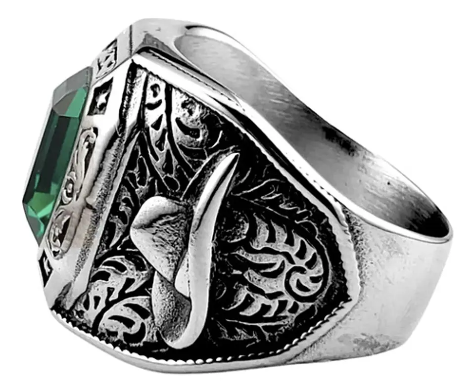 Anillo Ganadero Piedra Color Plata Acero Inoxidable Hombre 3