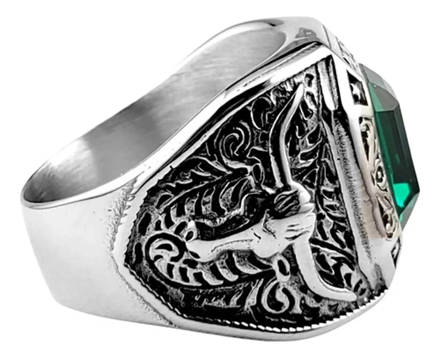 Anillo Ganadero Piedra Color Plata Acero Inoxidable Hombre 4