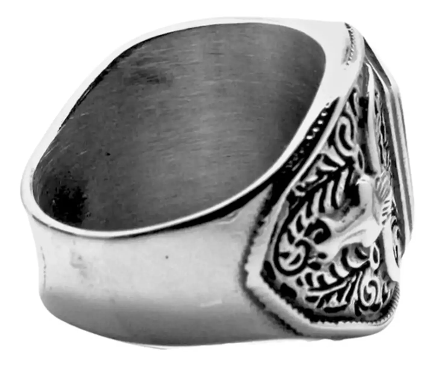 Anillo Ganadero Piedra Color Plata Acero Inoxidable Hombre 5