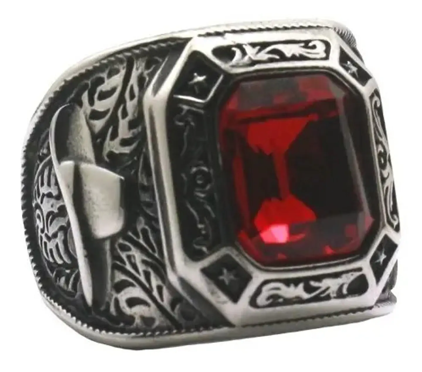 Anillo Ganadero Piedra Color Plata Acero Inoxidable Hombre 11