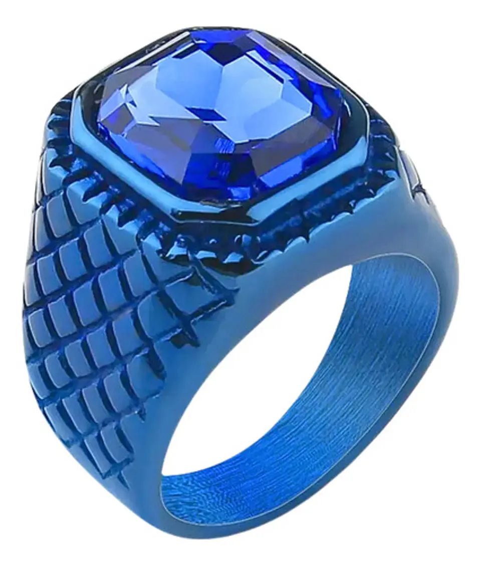 Anillo Piedra Clasico Color Negro Acero Inoxidable Hombre 1