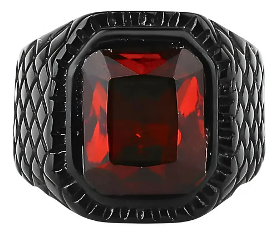 Anillo Piedra Clasico Color Negro Acero Inoxidable Hombre 7