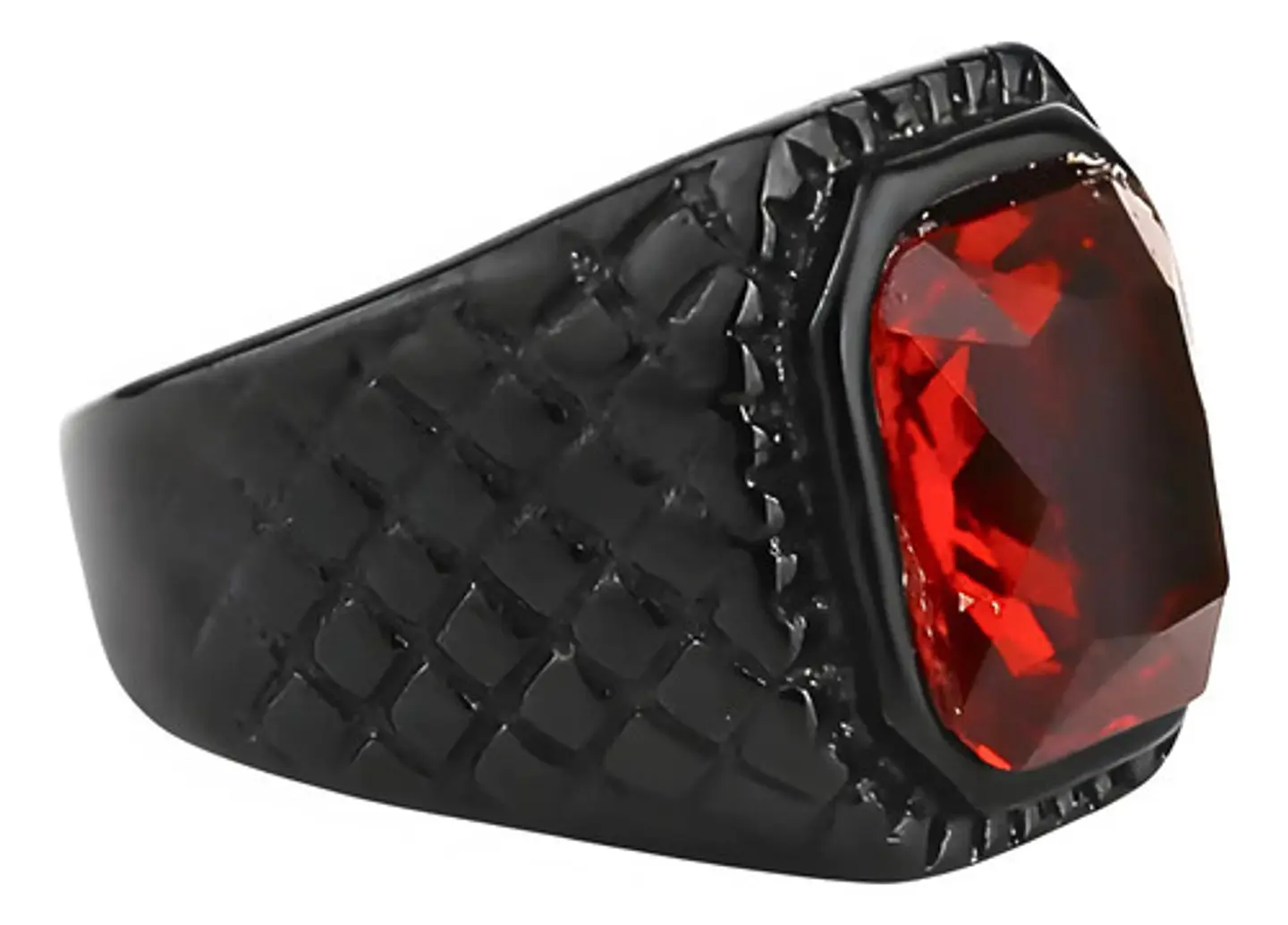 Anillo Piedra Clasico Color Negro Acero Inoxidable Hombre 8