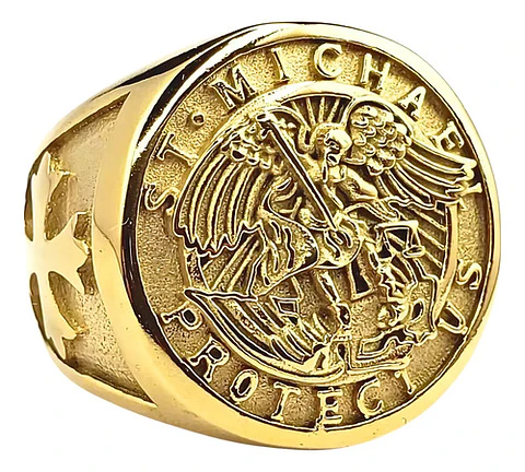 Anillo Saint Michael Miguel Amuleto Acero Inoxidable Hombre