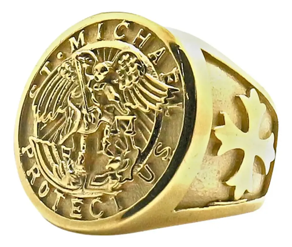Anillo Saint Michael Miguel Amuleto Acero Inoxidable Hombre 3