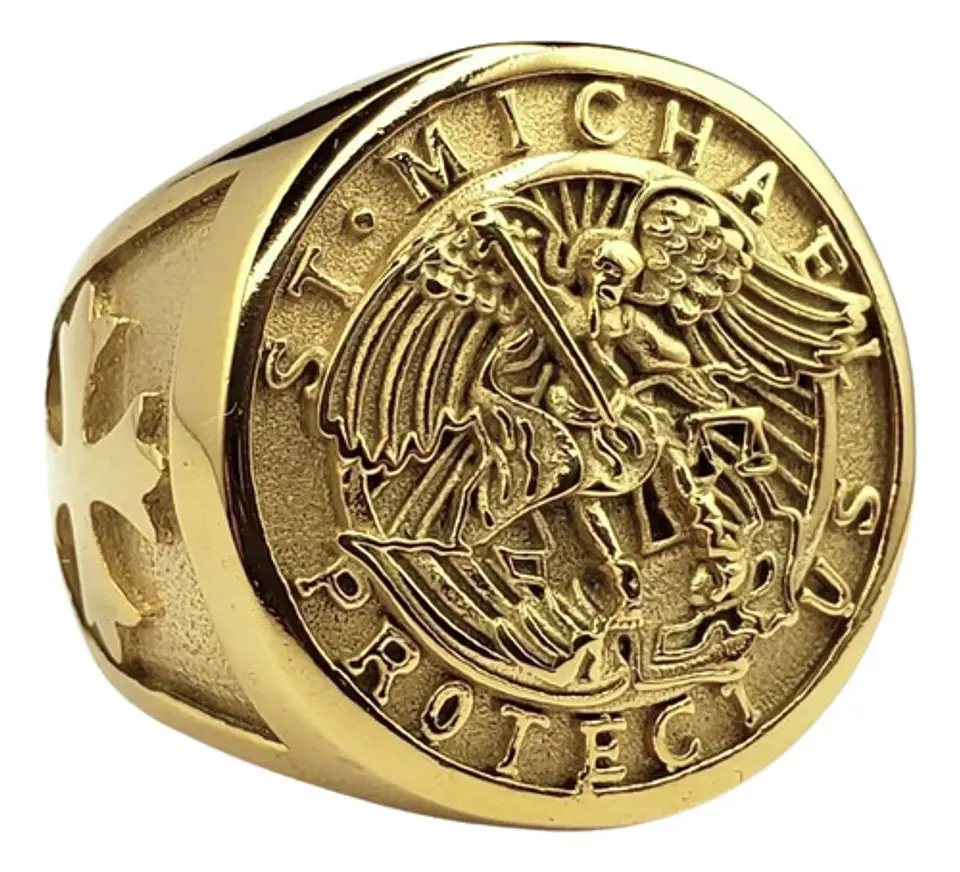 Anillo Saint Michael Miguel Amuleto Acero Inoxidable Hombre 5