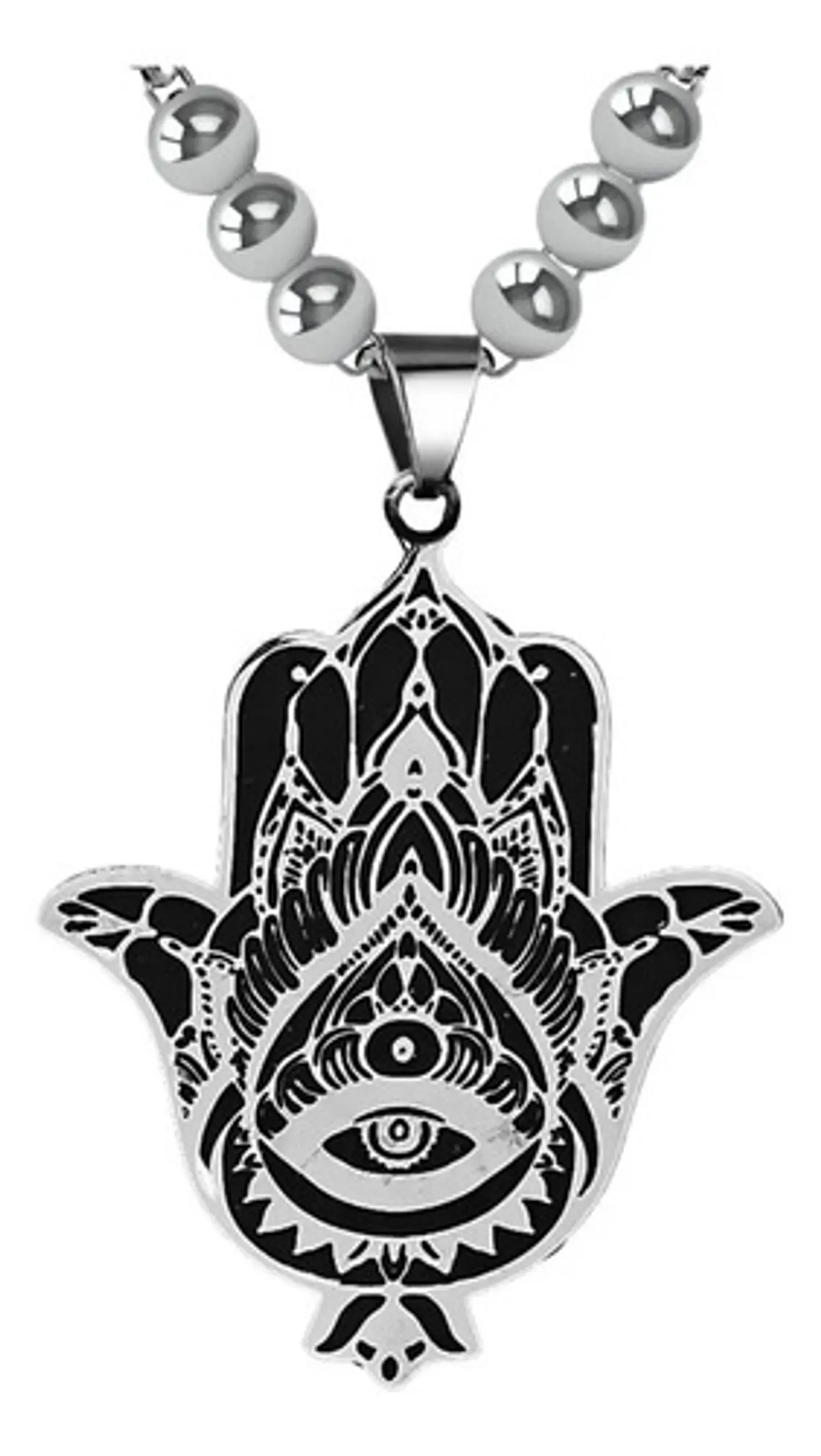 Collar Mano Hamsa Color Plata Acero Inoxidable Hombre Mujer 1