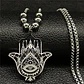 Collar Mano Hamsa Color Plata Acero Inoxidable Hombre Mujer - Miniatura 5
