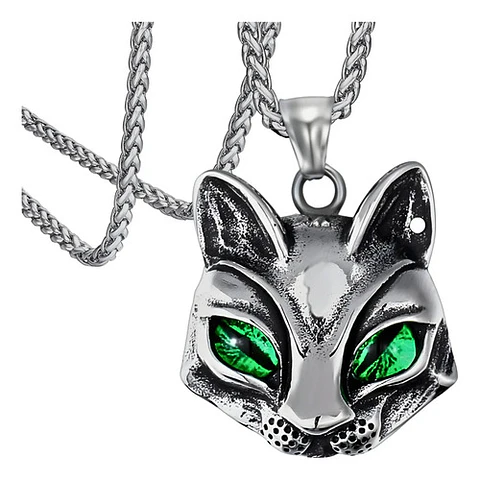 Collar Gato Sphynx Color Plata Acero Inoxidable Hombre Mujer