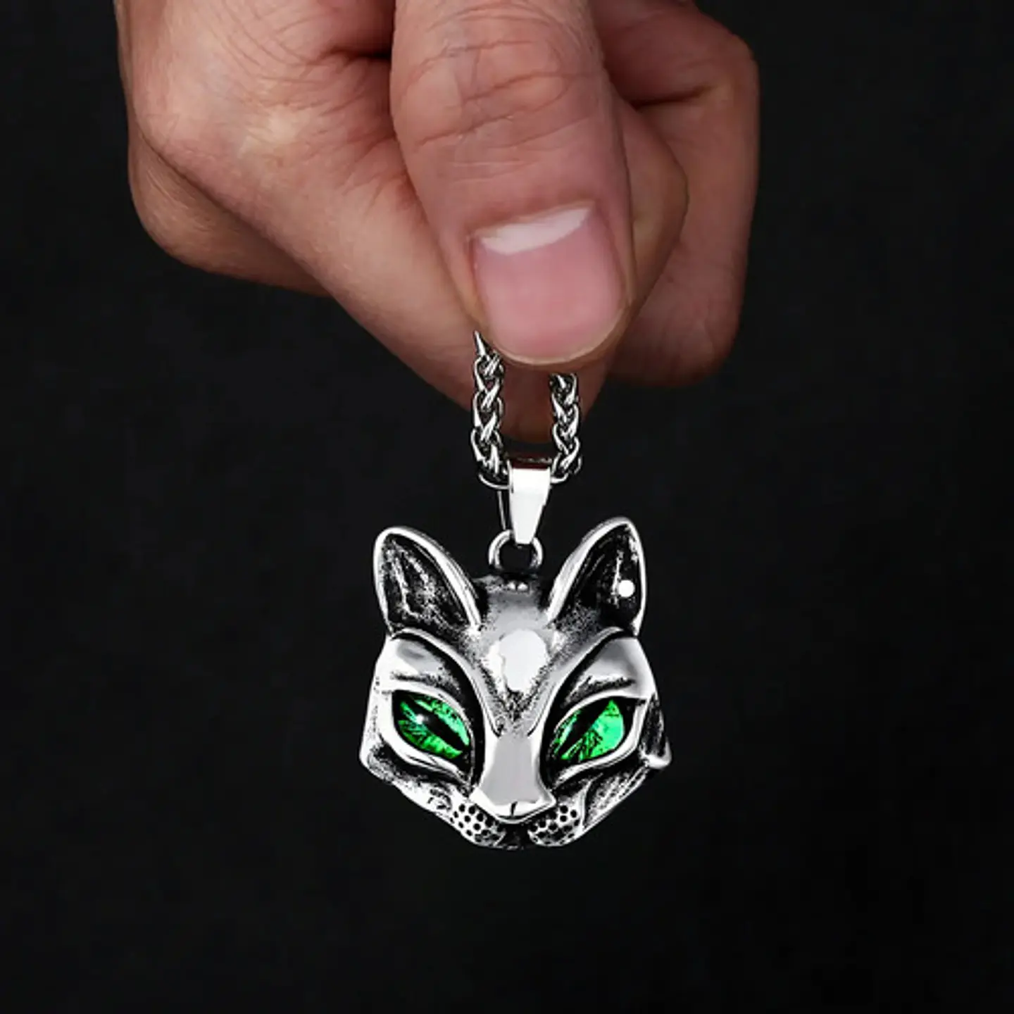 Collar Gato Sphynx Color Plata Acero Inoxidable Hombre Mujer 3