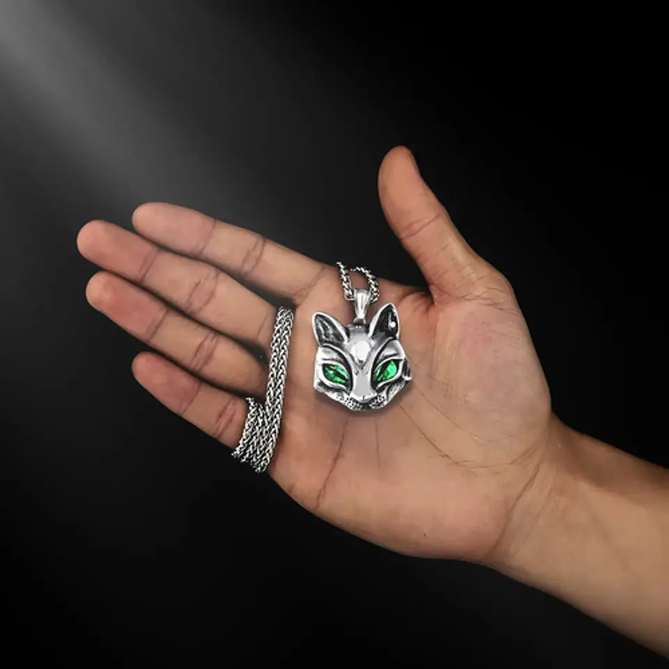 Collar Gato Sphynx Color Plata Acero Inoxidable Hombre Mujer 4