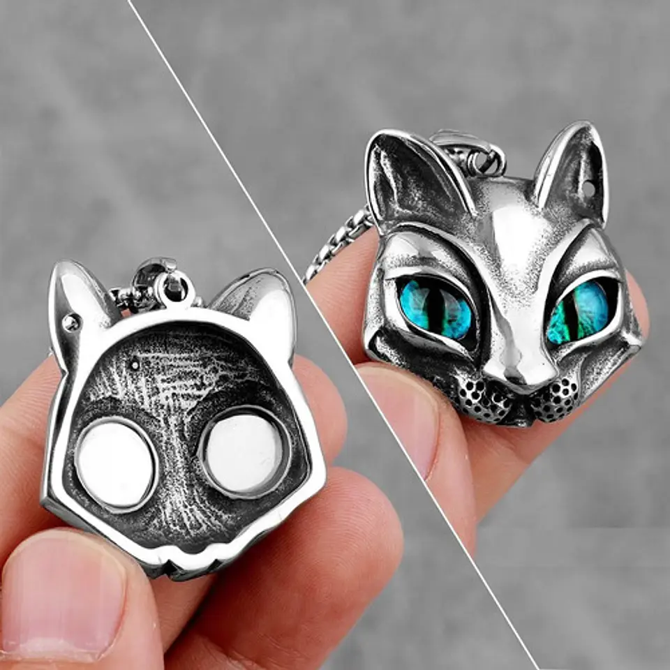 Collar Gato Sphynx Color Plata Acero Inoxidable Hombre Mujer 11