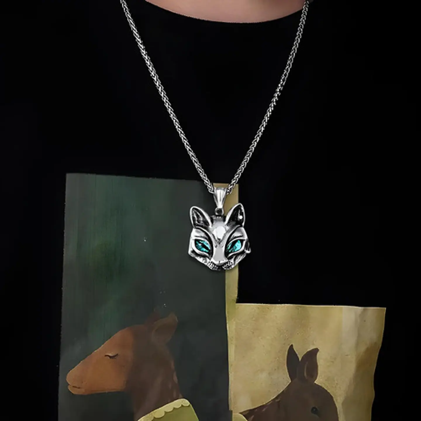 Collar Gato Sphynx Color Plata Acero Inoxidable Hombre Mujer 15