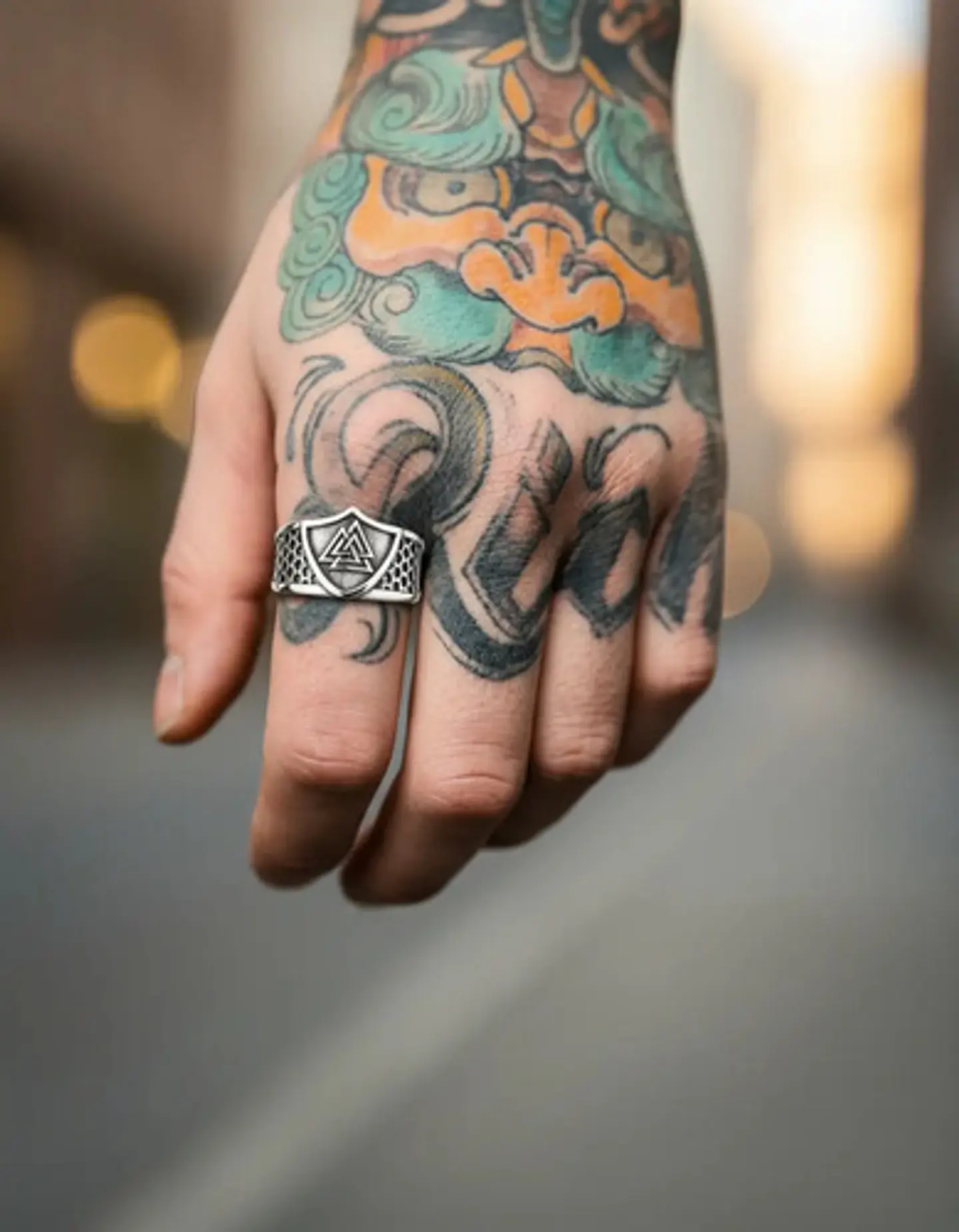 Anillo Vikingo Valknut Odin Plateado Acero Inoxidable Hombre 5