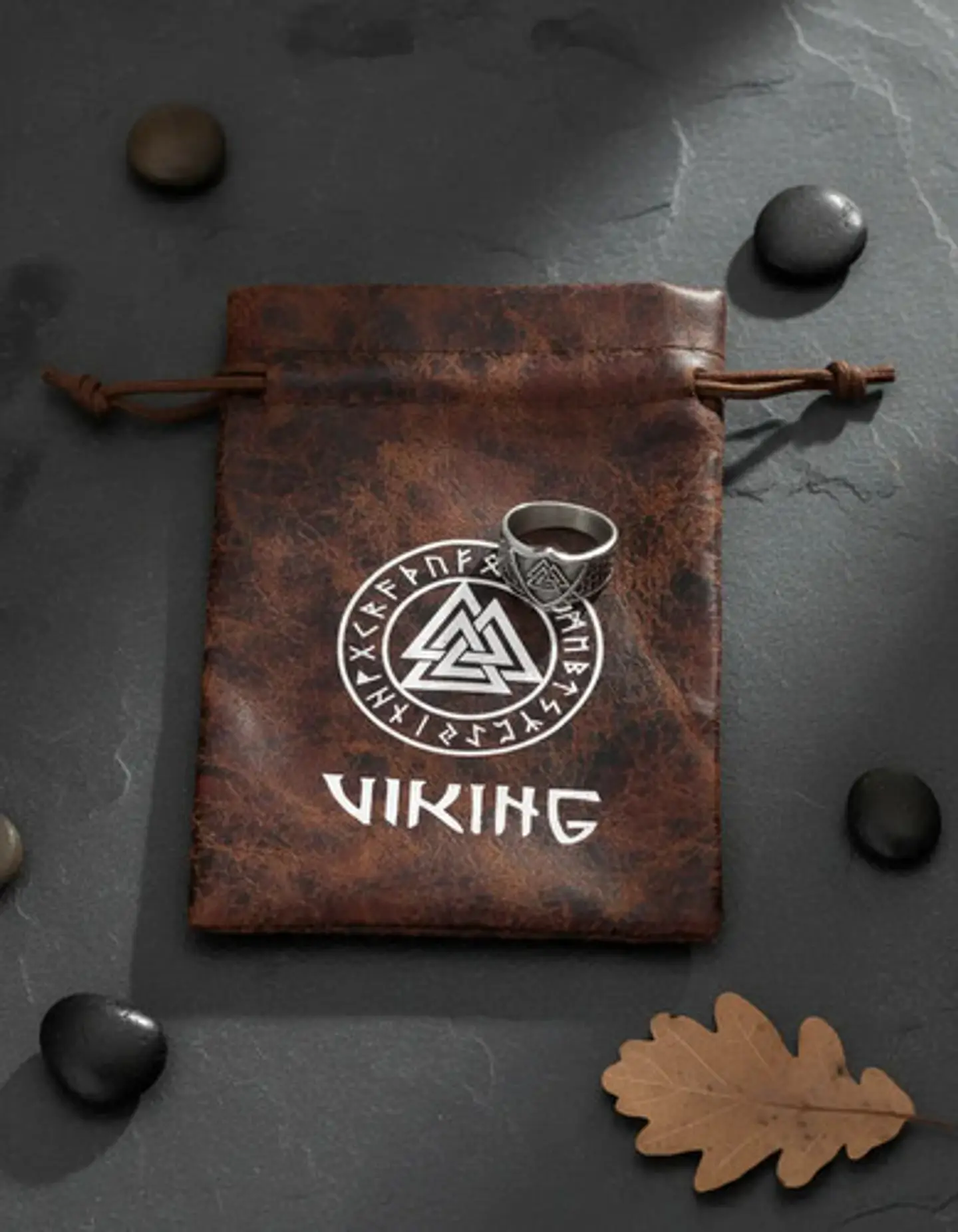 Anillo Vikingo Valknut Odin Plateado Acero Inoxidable Hombre 6