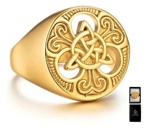 Anillo Nudo Celta Vikingo Color Oro Acero Inoxidable Hombre