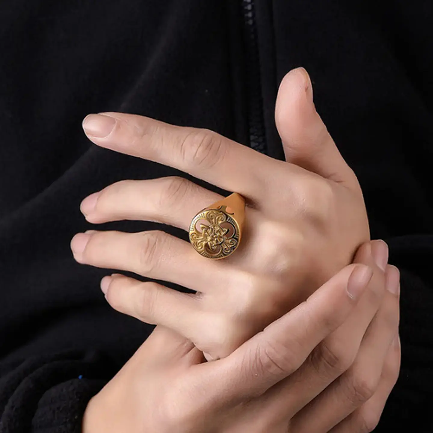 Anillo Nudo Celta Vikingo Color Oro Acero Inoxidable Hombre 8
