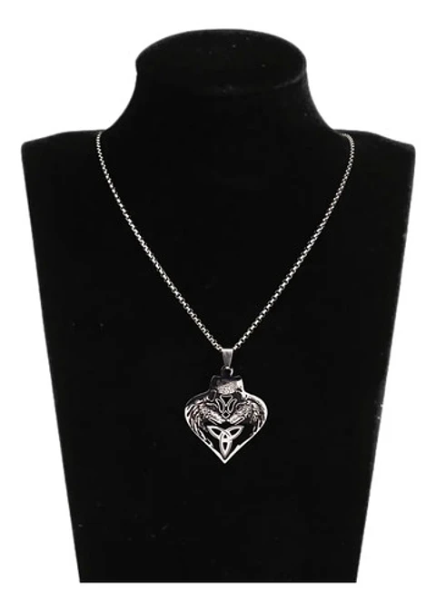 Collar Celta Lobo Color Plata Acero Inoxidable Hombre Mujer