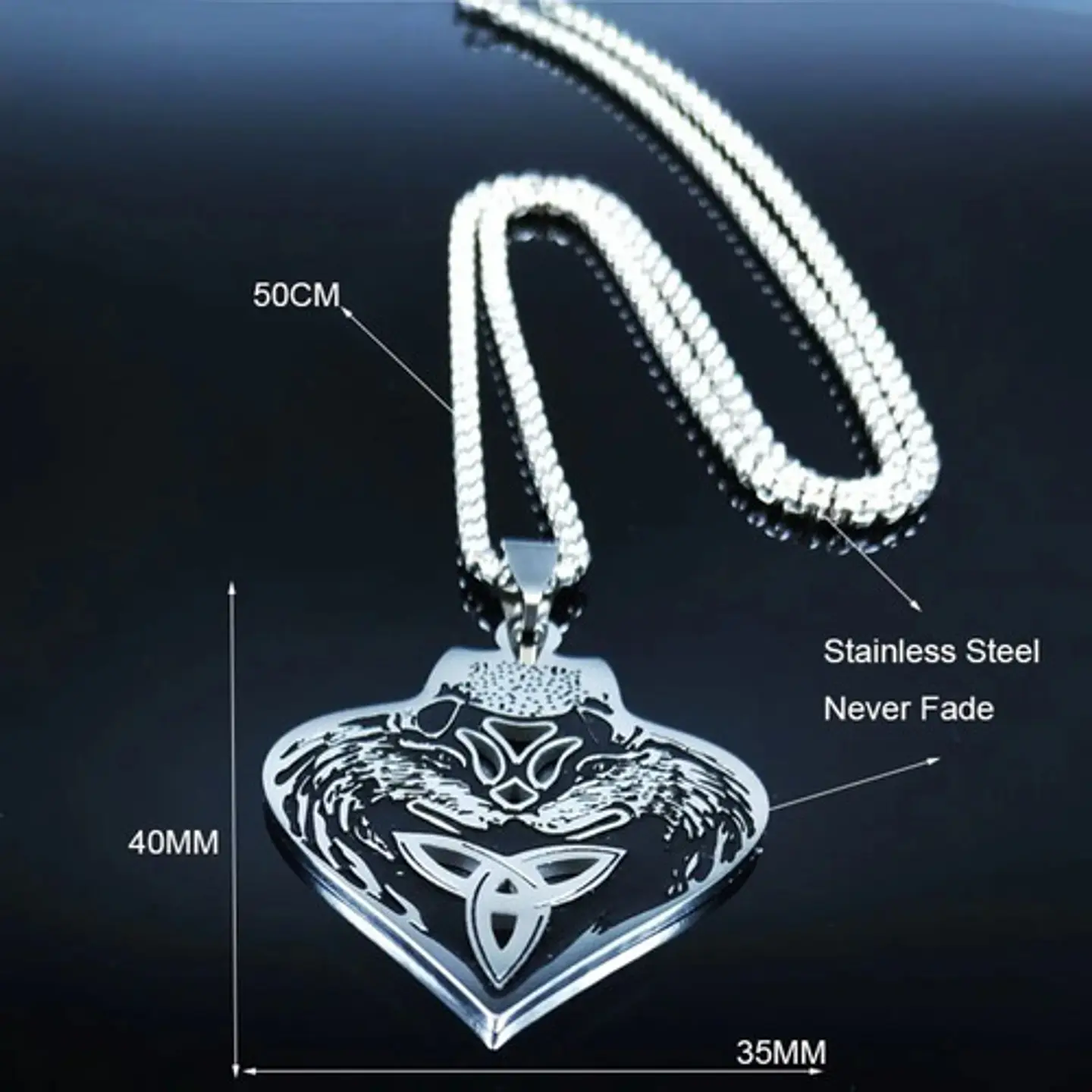 Collar Celta Lobo Color Plata Acero Inoxidable Hombre Mujer 7