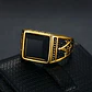 Anillo De Acero Para Hombre Masón Masonería Piedra Negra Cz - Miniatura 12