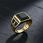 Anillo De Acero Para Hombre Masón Masonería Piedra Negra Cz - Miniatura 16