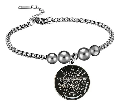 Pulsera Tetragramaton Color Plata Acero Inoxidable Mujer