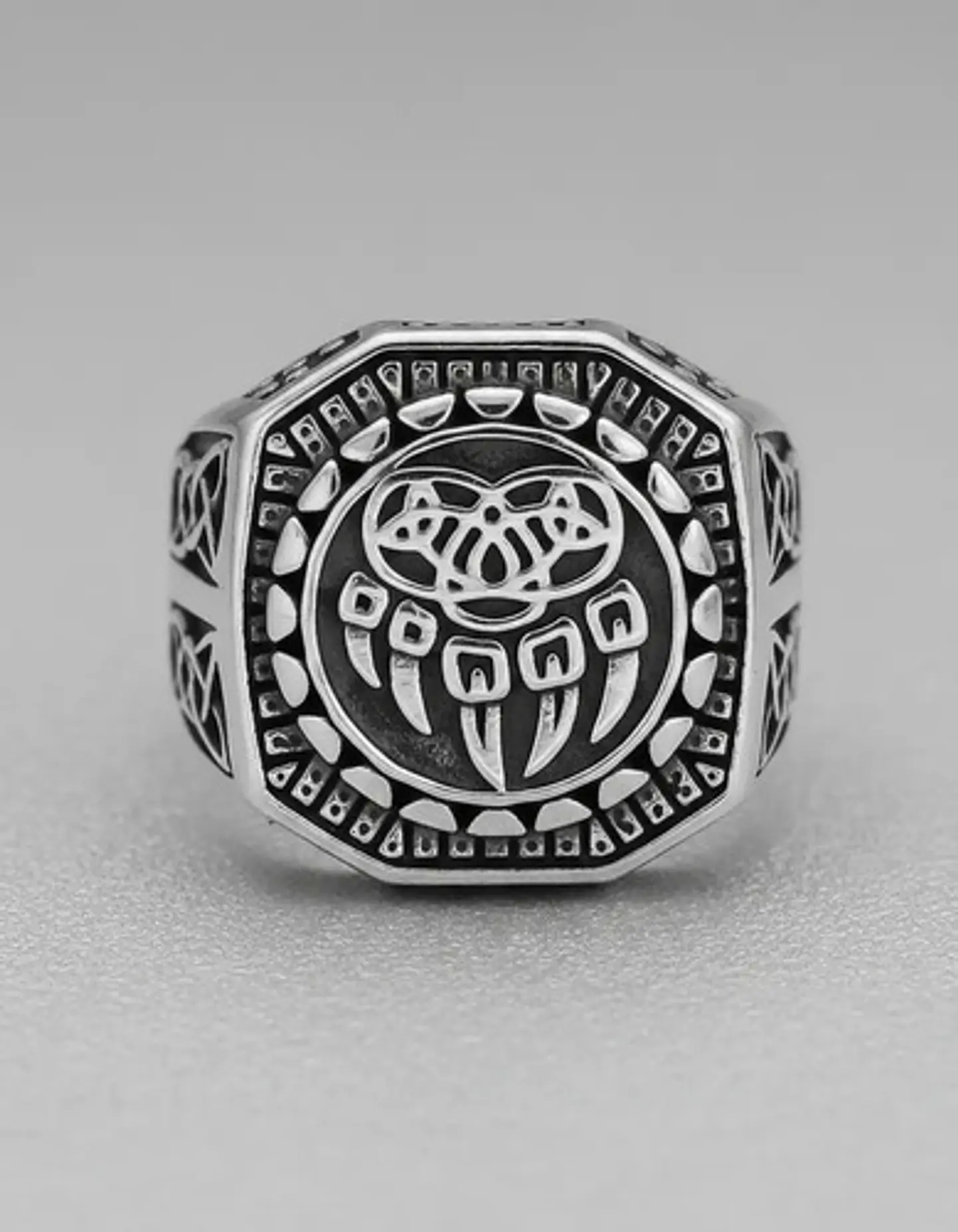 Anillo Garra Lobo Vikingo Plateado Acero Inoxidable Hombre 2