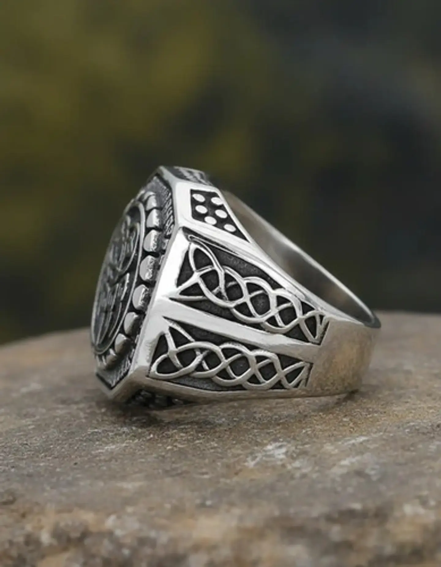 Anillo Garra Lobo Vikingo Plateado Acero Inoxidable Hombre 5