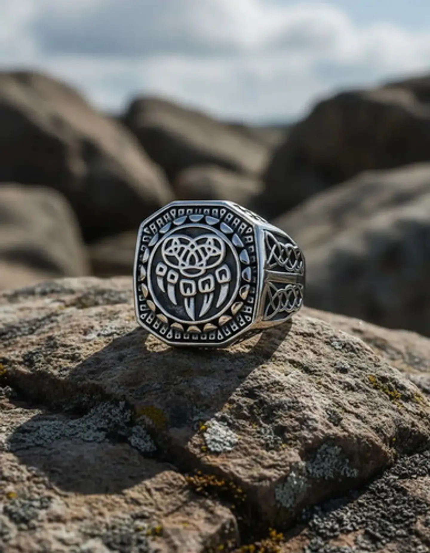 Anillo Garra Lobo Vikingo Plateado Acero Inoxidable Hombre 7