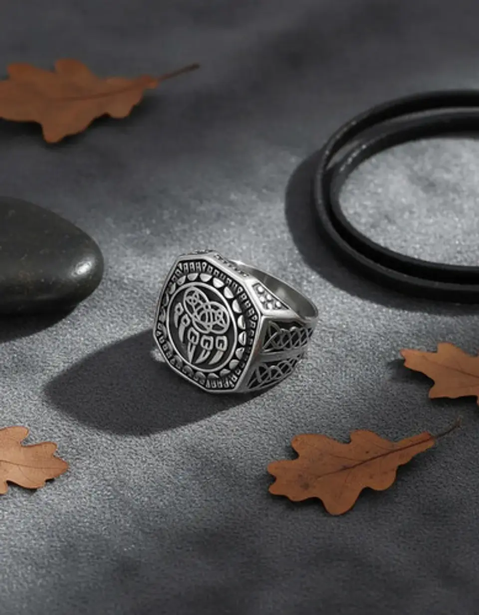 Anillo Garra Lobo Vikingo Plateado Acero Inoxidable Hombre 9